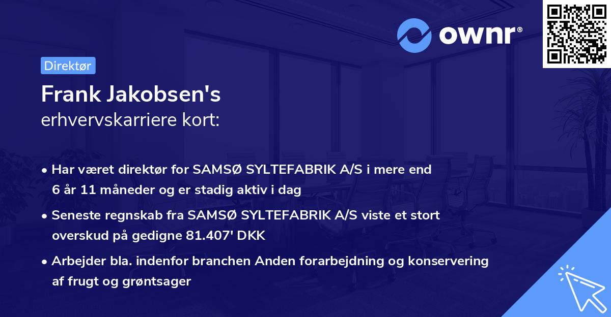 Frank Jakobsen's erhvervskarriere kort