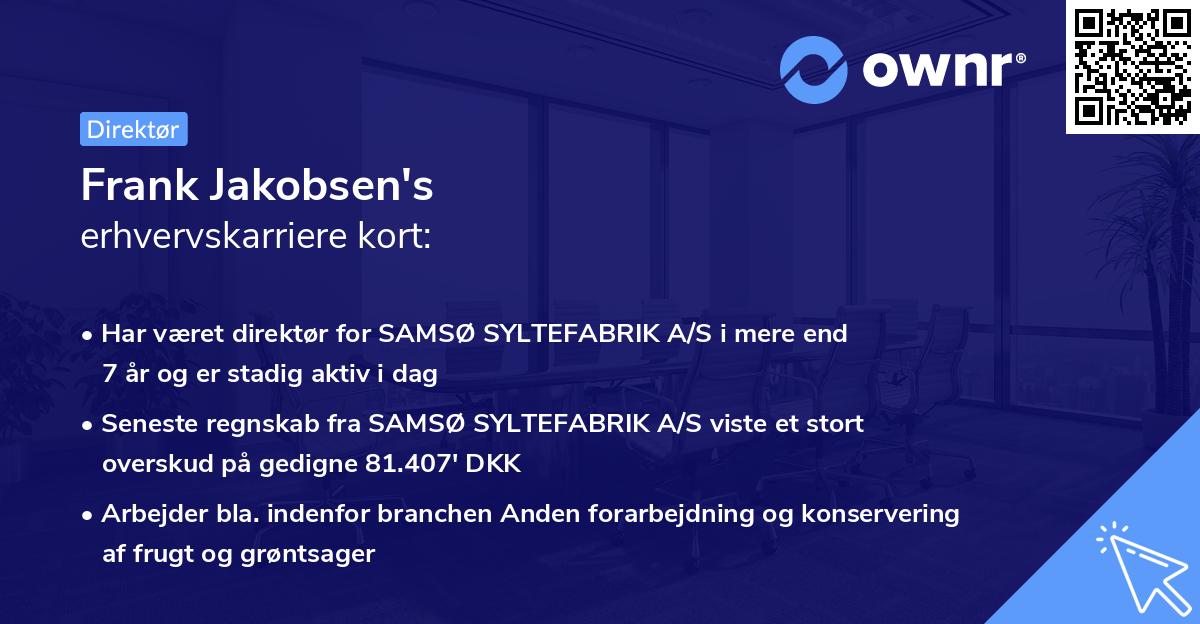 Frank Jakobsen's erhvervskarriere kort