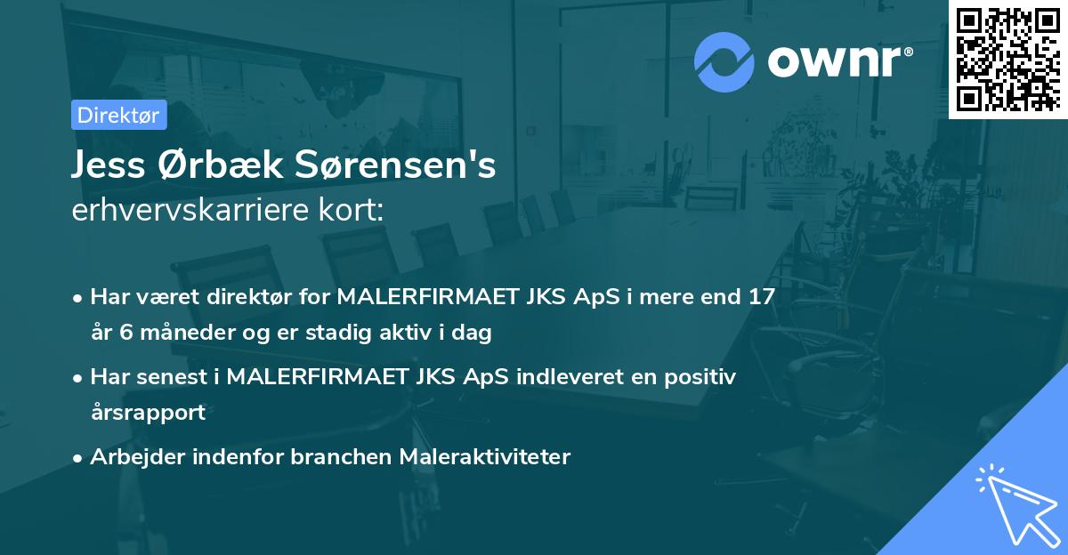 Jess Ørbæk Sørensen's erhvervskarriere kort