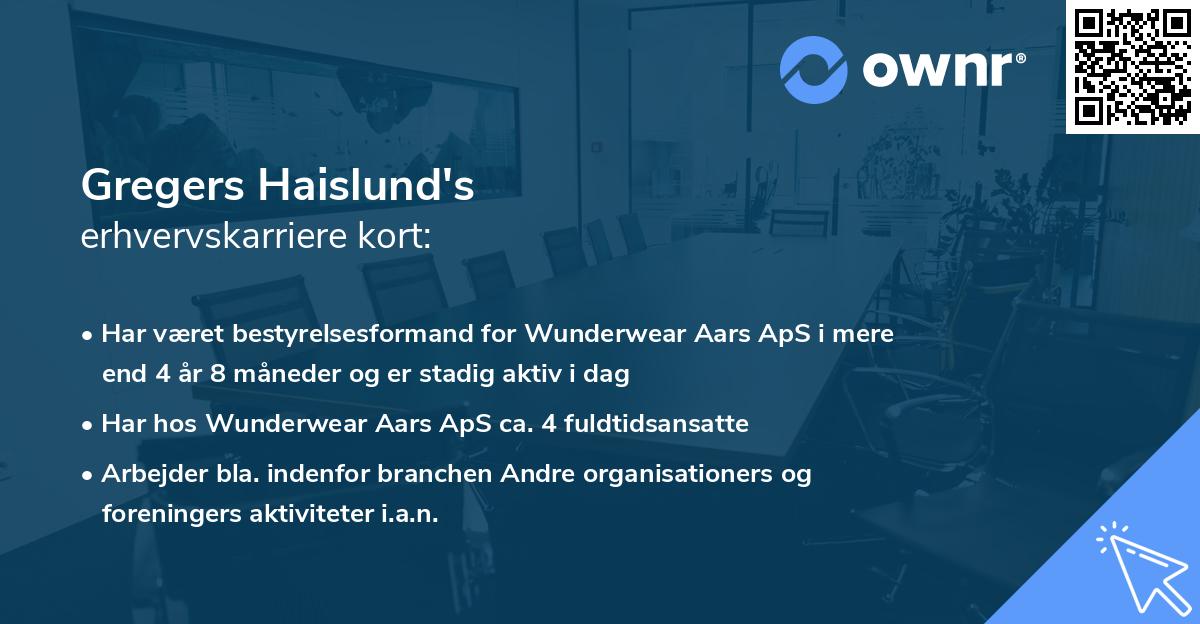 Gregers Haislund's erhvervskarriere kort