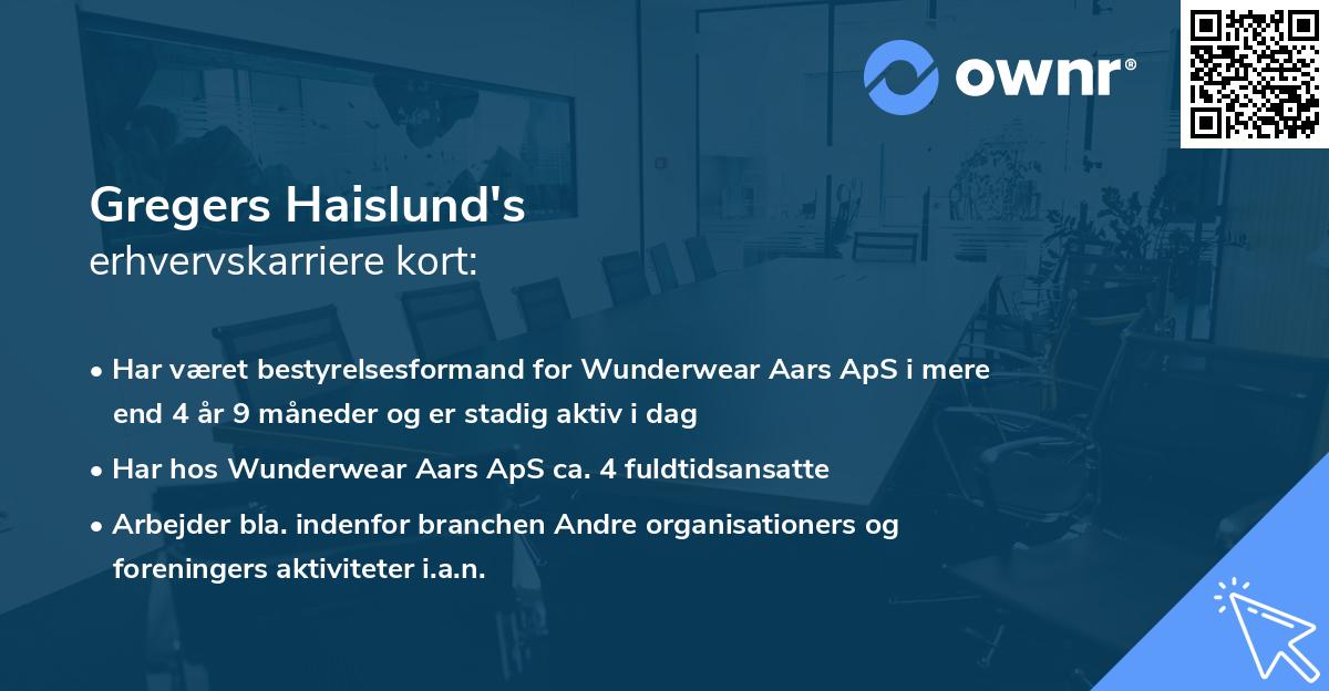 Gregers Haislund's erhvervskarriere kort