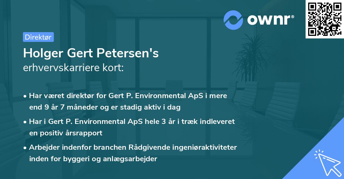 Holger Gert Petersen's erhvervskarriere kort