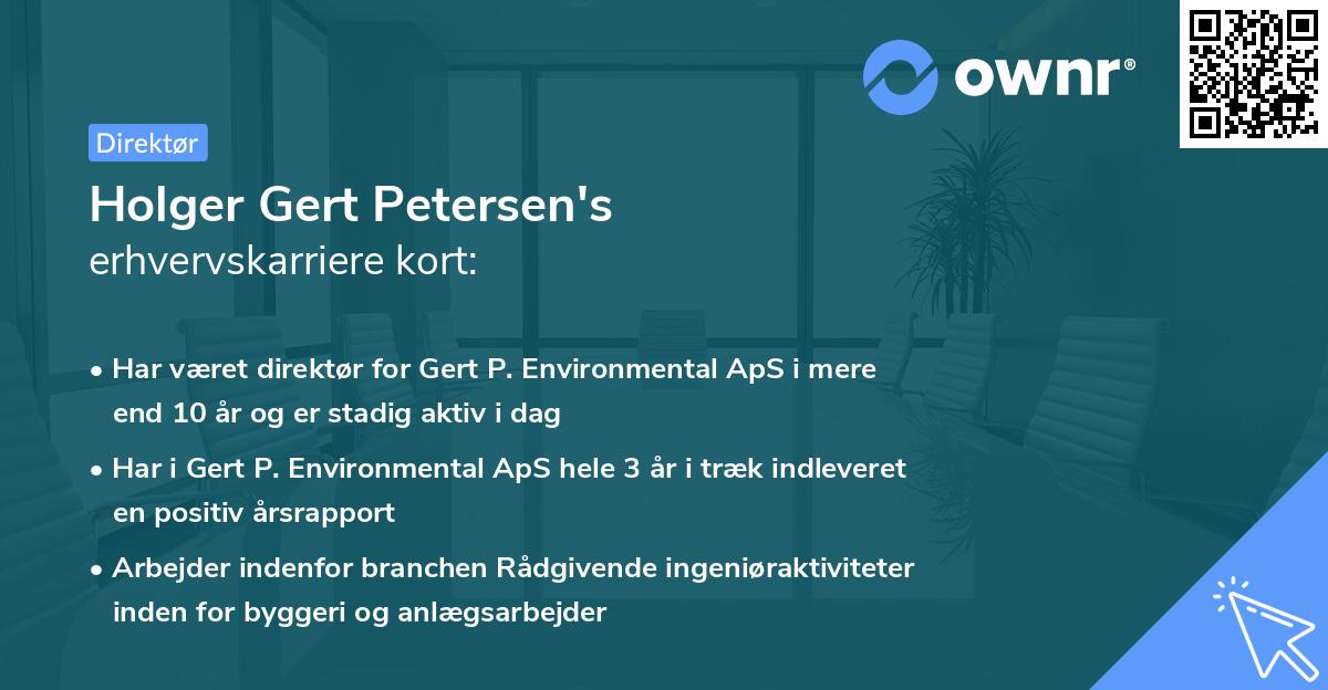 Holger Gert Petersen's erhvervskarriere kort