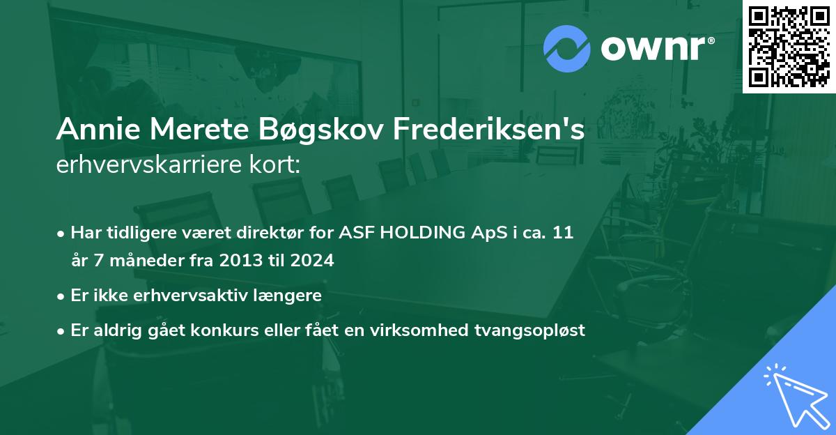 Annie Merete Bøgskov Frederiksen's erhvervskarriere kort