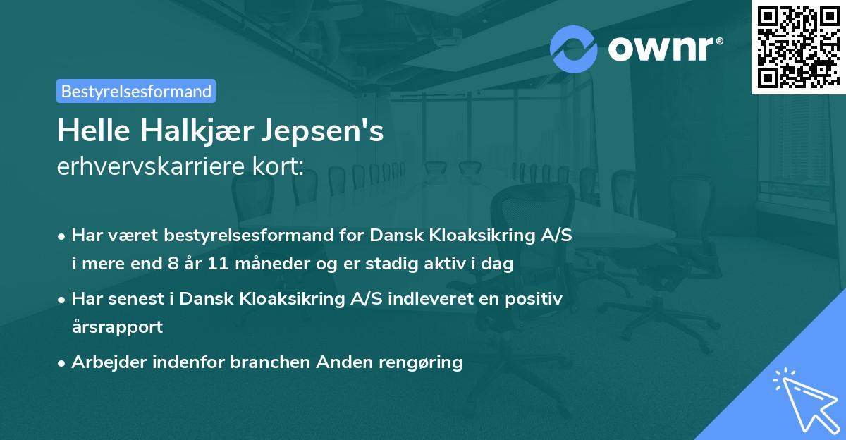 Helle Halkjær Jepsen's erhvervskarriere kort