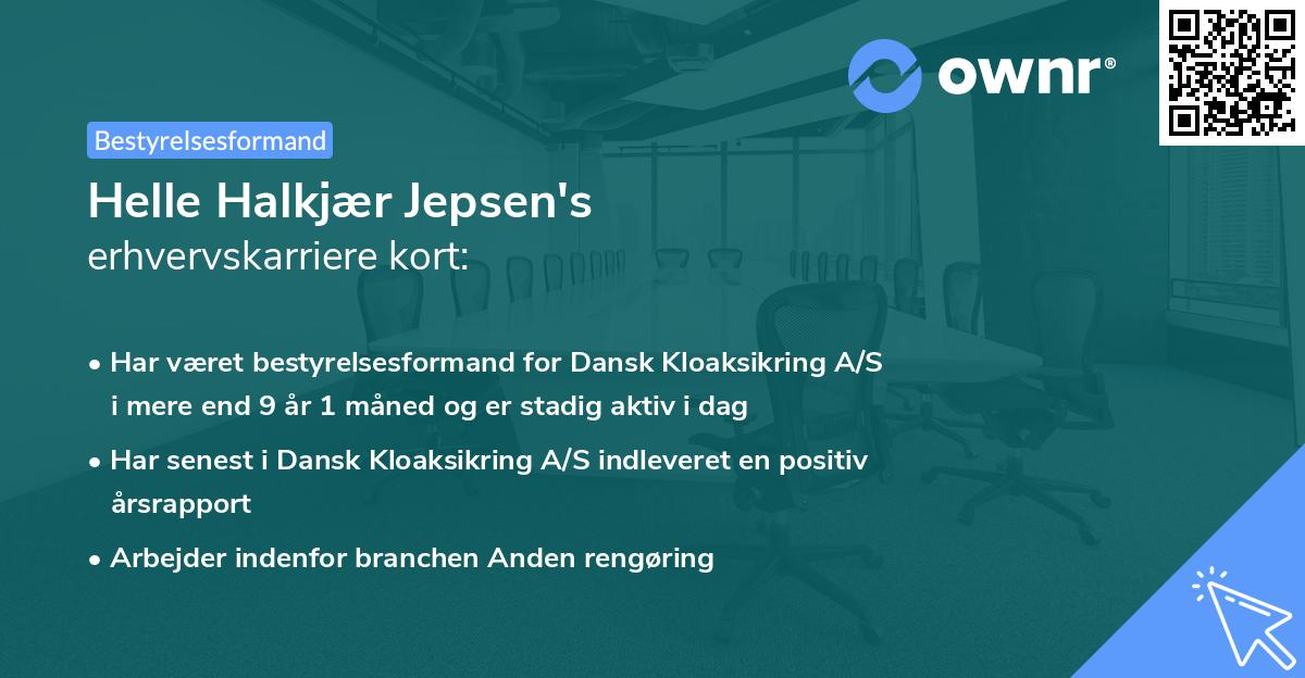 Helle Halkjær Jepsen's erhvervskarriere kort