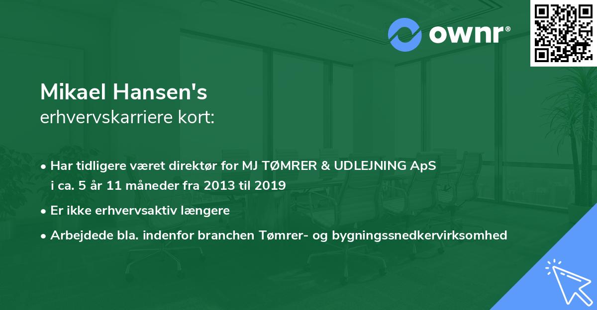 Mikael Hansen's erhvervskarriere kort