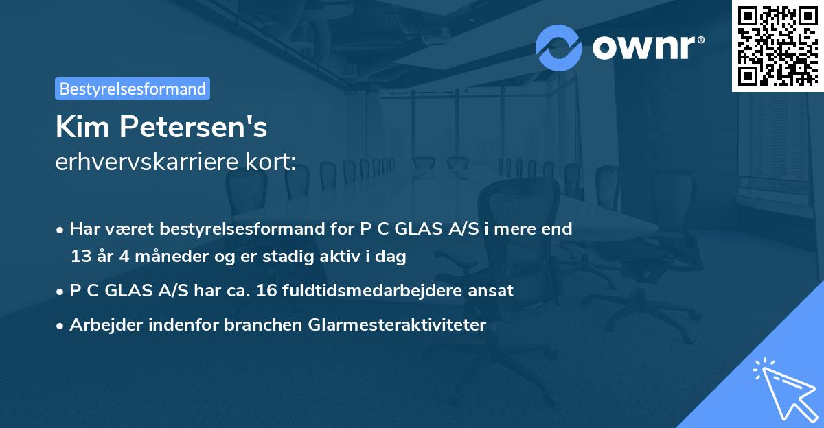 Kim Petersen's erhvervskarriere kort