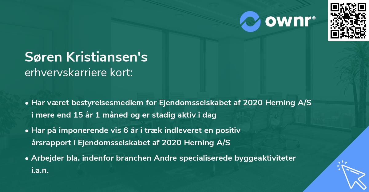 Søren Kristiansen's erhvervskarriere kort