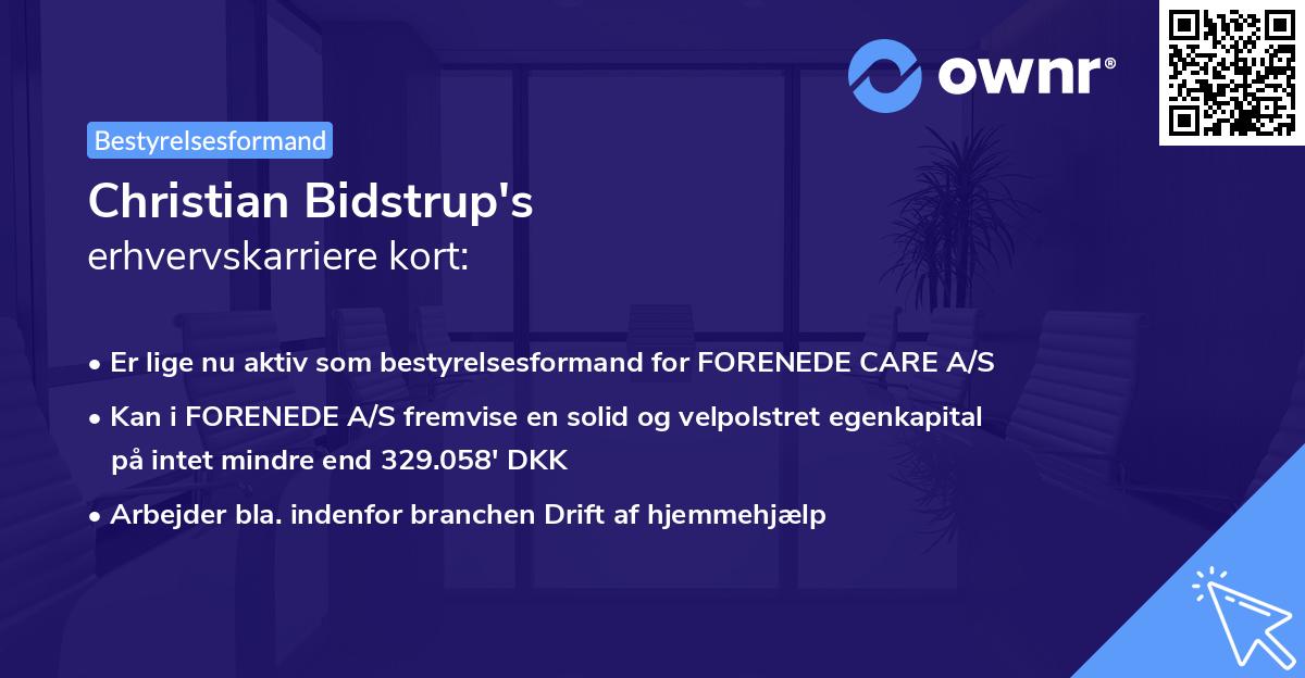 Christian Bidstrup's erhvervskarriere kort
