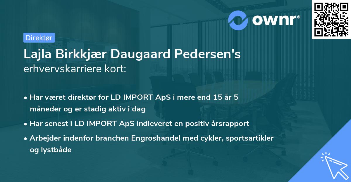 Lajla Birkkjær Daugaard Pedersen's erhvervskarriere kort