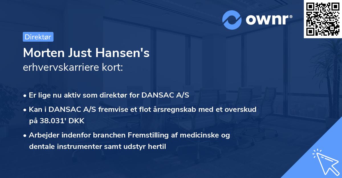 Morten Just Hansen's erhvervskarriere kort