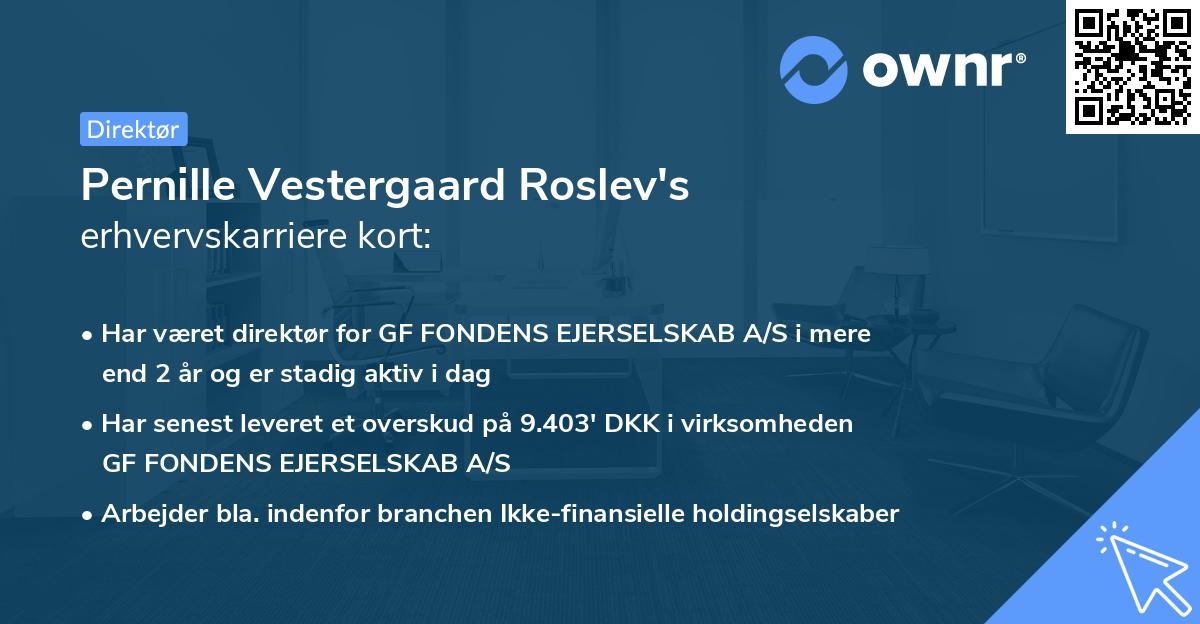 Pernille Vestergaard Roslev's erhvervskarriere kort