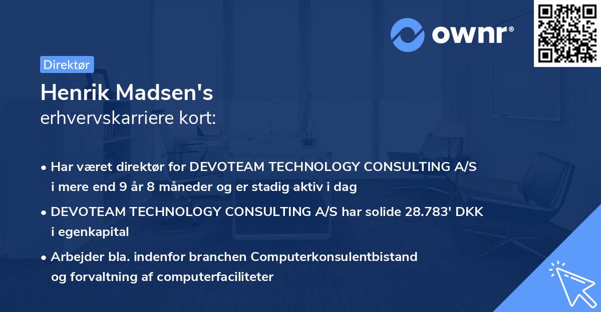 Henrik Madsen's erhvervskarriere kort