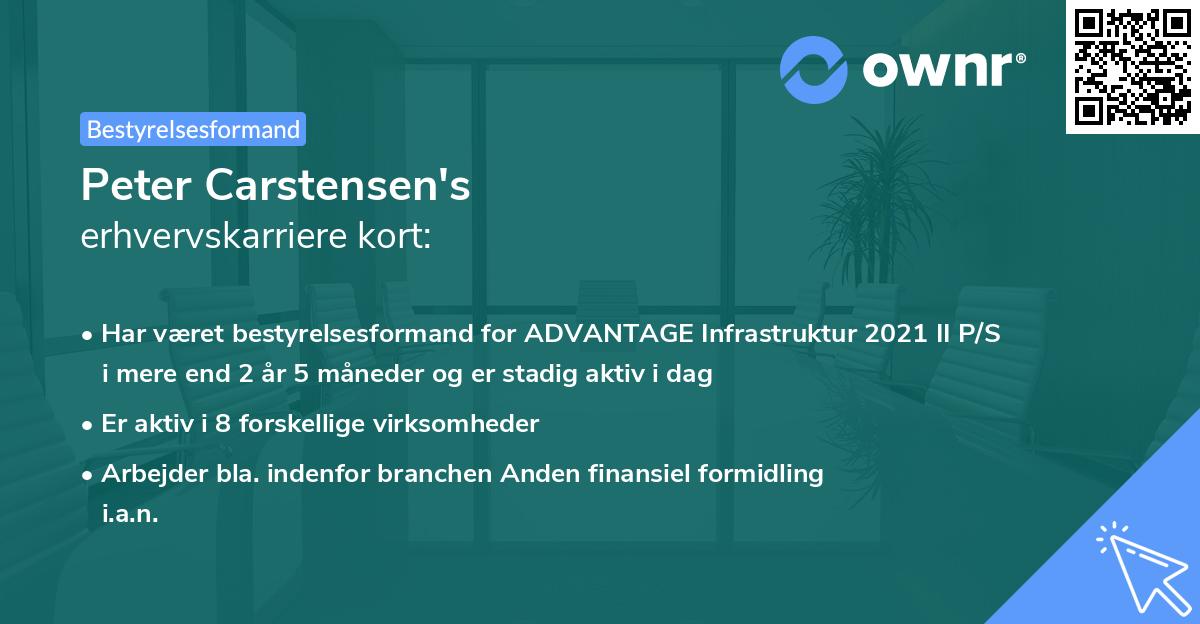 Peter Carstensen's erhvervskarriere kort