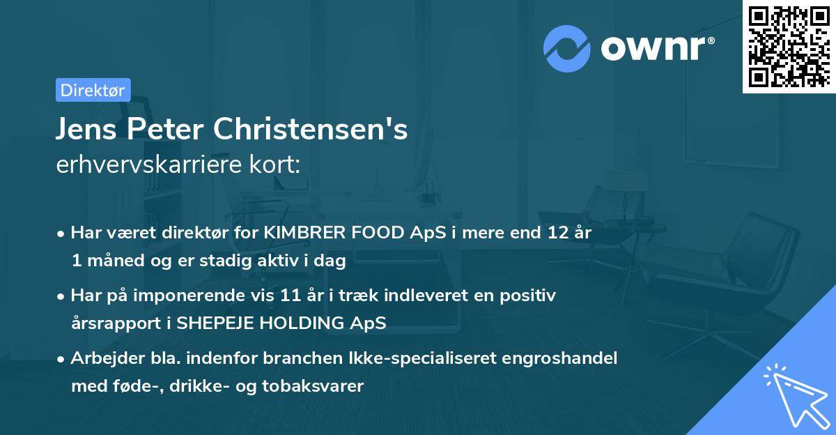 Jens Peter Christensen's erhvervskarriere kort