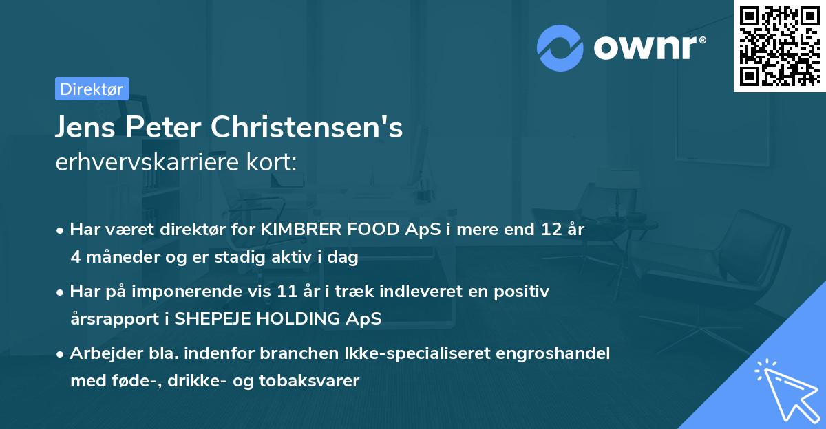 Jens Peter Christensen's erhvervskarriere kort