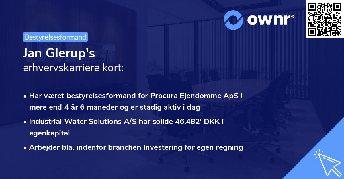 Jan Glerup's erhvervskarriere kort