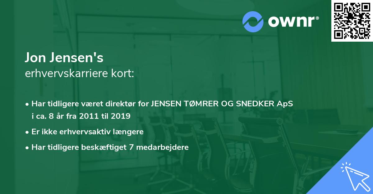 Jon Jensen's erhvervskarriere kort