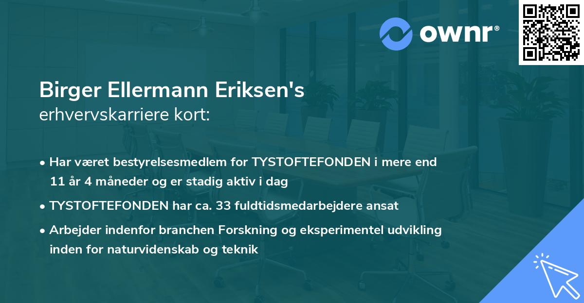 Birger Ellermann Eriksen's erhvervskarriere kort