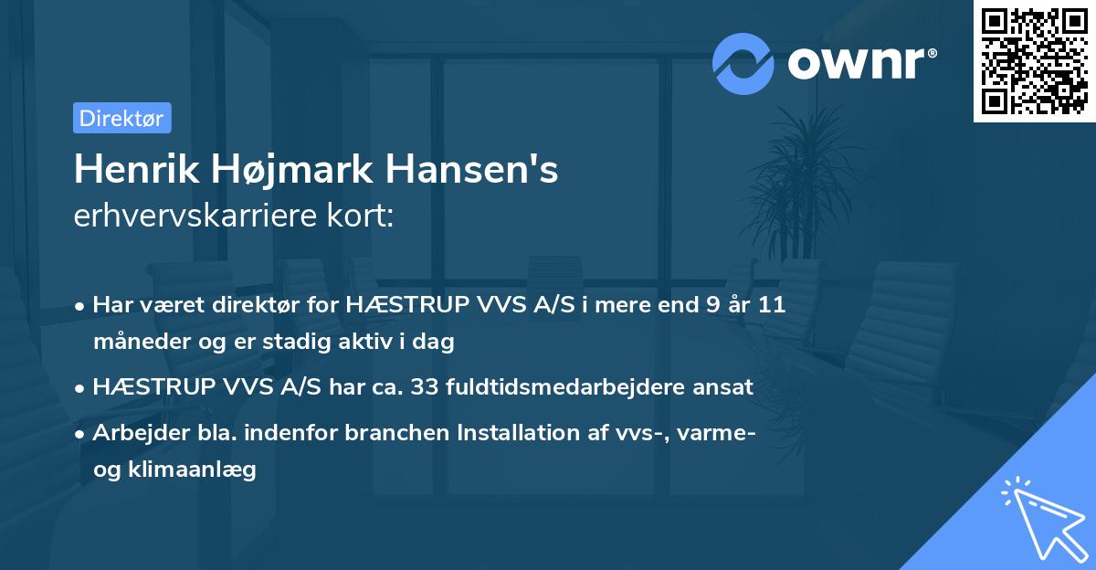 Henrik Højmark Hansen's erhvervskarriere kort