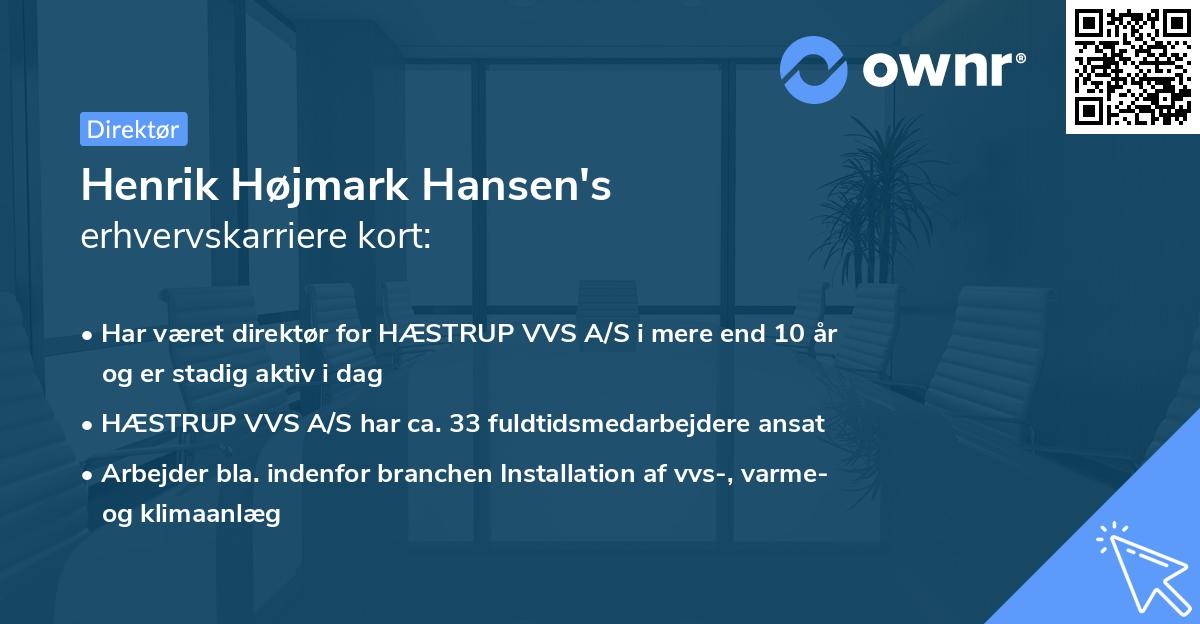 Henrik Højmark Hansen's erhvervskarriere kort