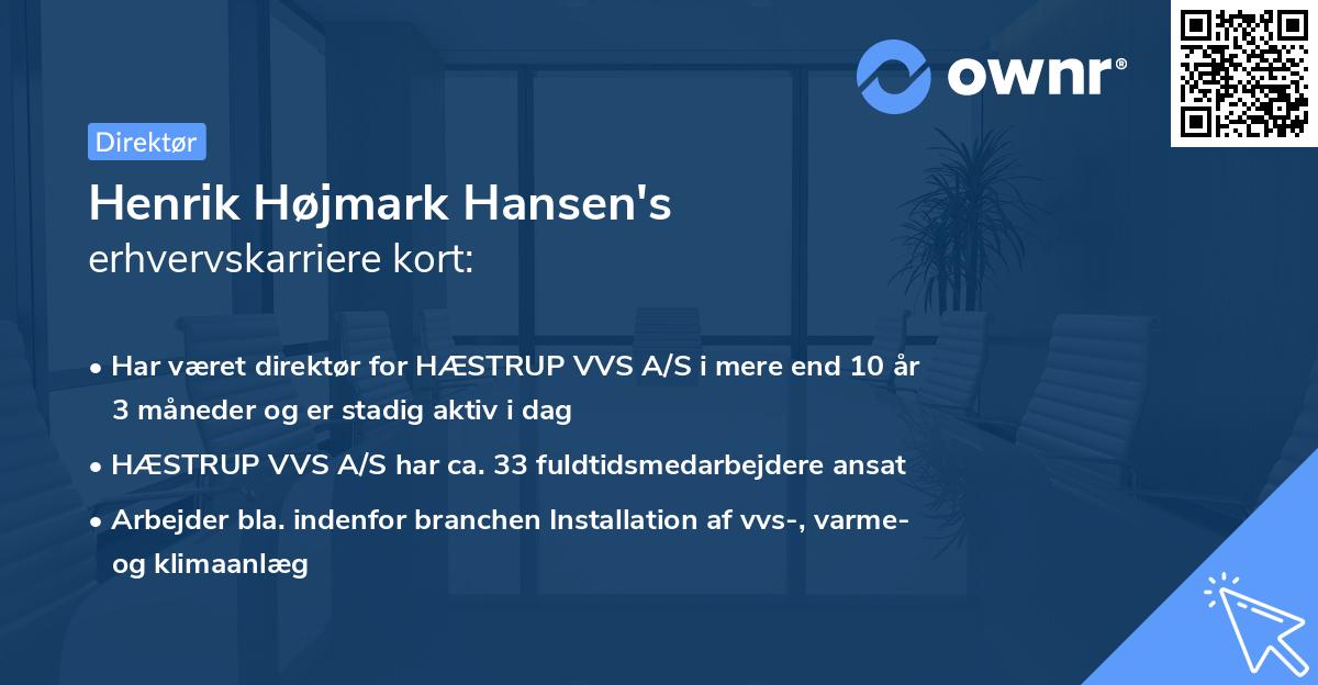 Henrik Højmark Hansen's erhvervskarriere kort