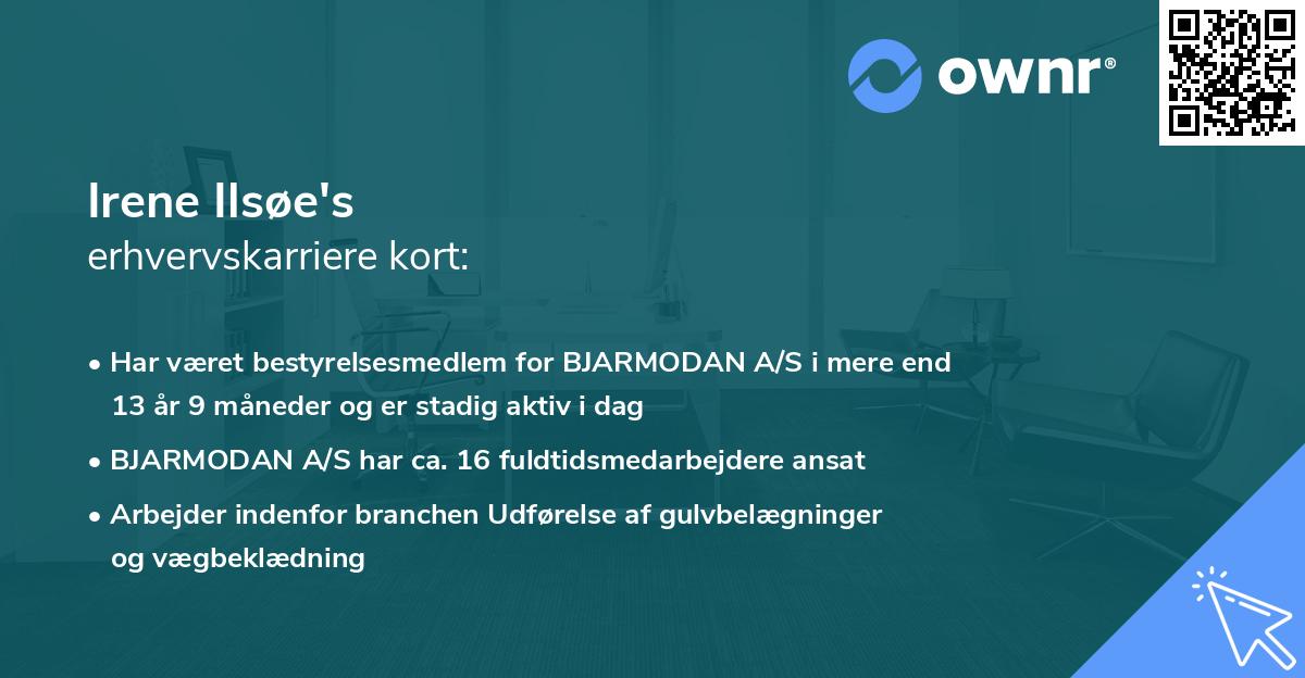 Irene Ilsøe's erhvervskarriere kort