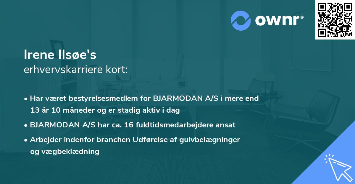 Irene Ilsøe's erhvervskarriere kort