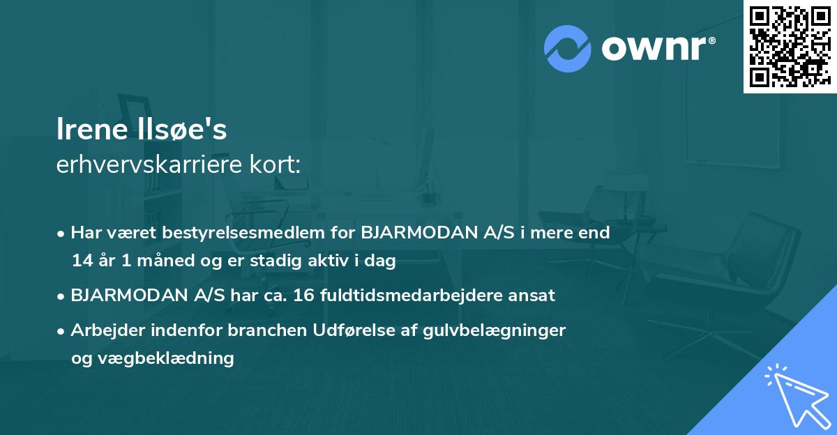 Irene Ilsøe's erhvervskarriere kort
