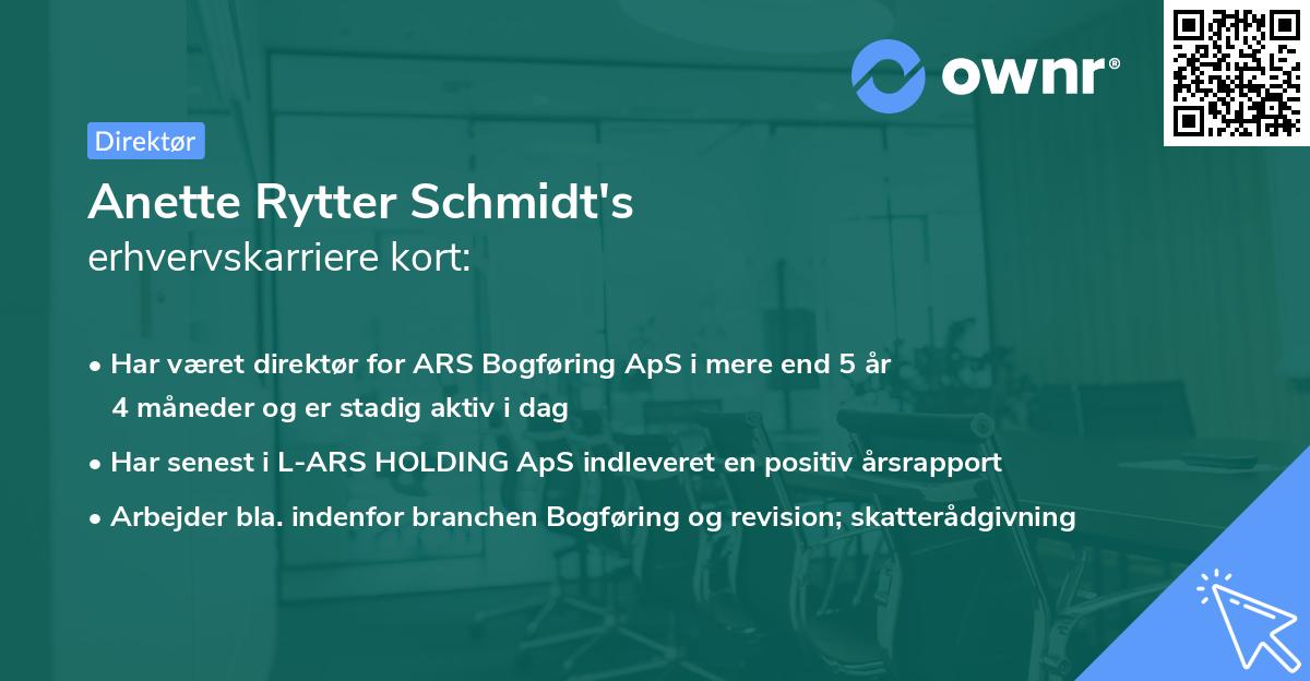 Anette Rytter Schmidt's erhvervskarriere kort