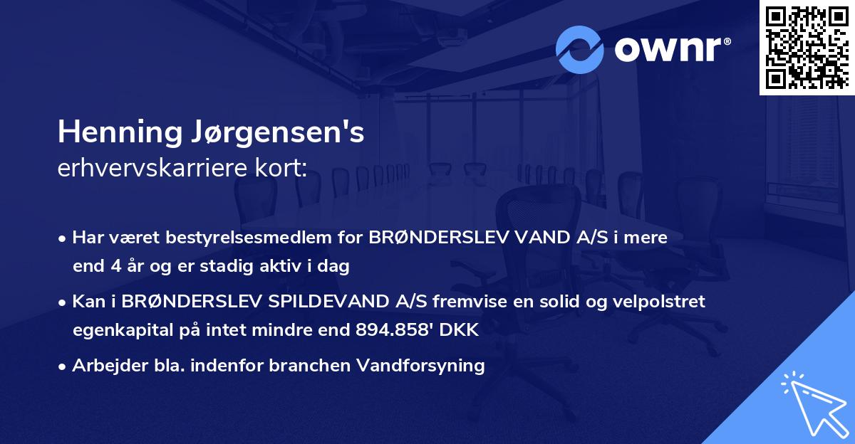 Henning Jørgensen's erhvervskarriere kort