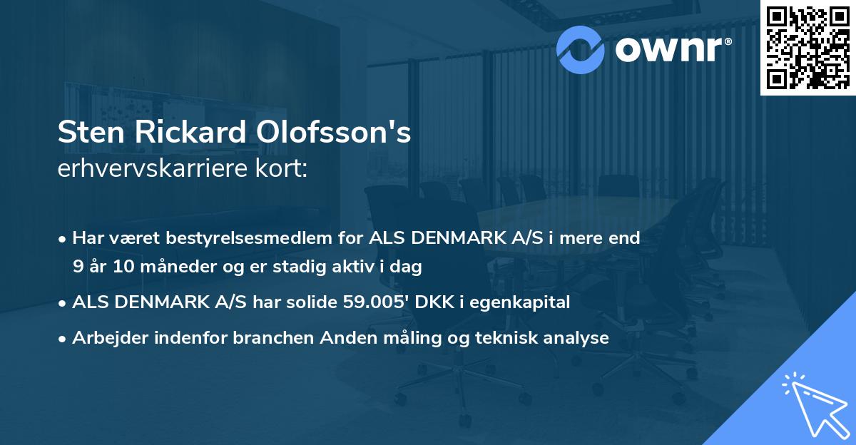 Sten Rickard Olofsson's erhvervskarriere kort