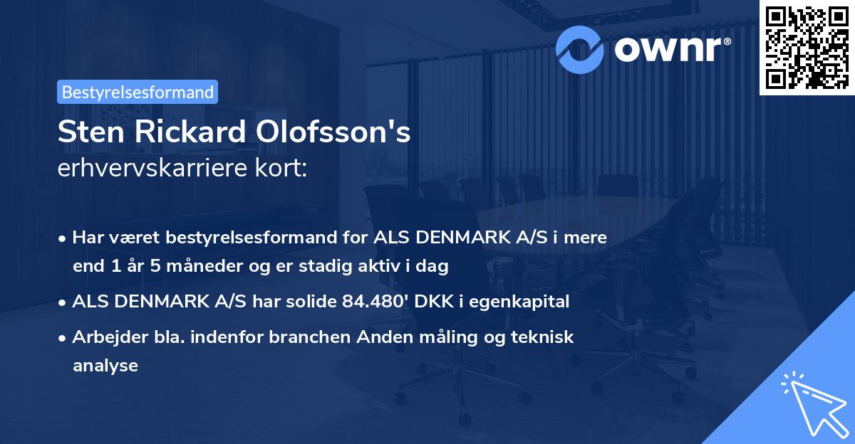 Sten Rickard Olofsson's erhvervskarriere kort