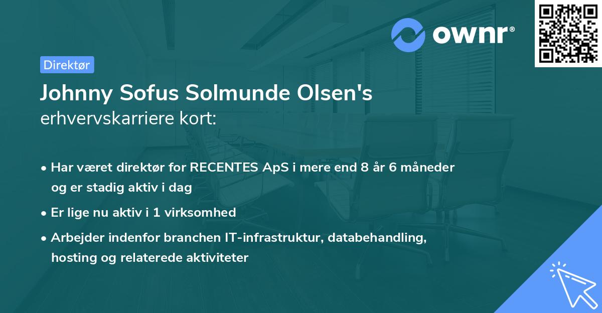 Johnny Sofus Solmunde Olsen's erhvervskarriere kort