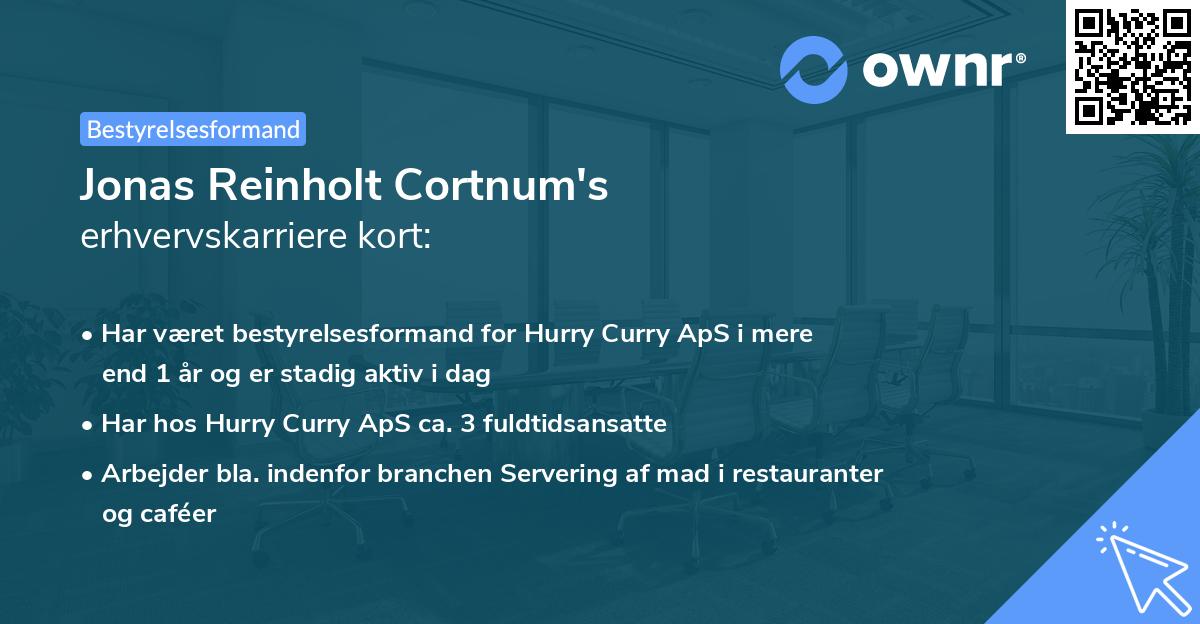 Jonas Reinholt Cortnum's erhvervskarriere kort