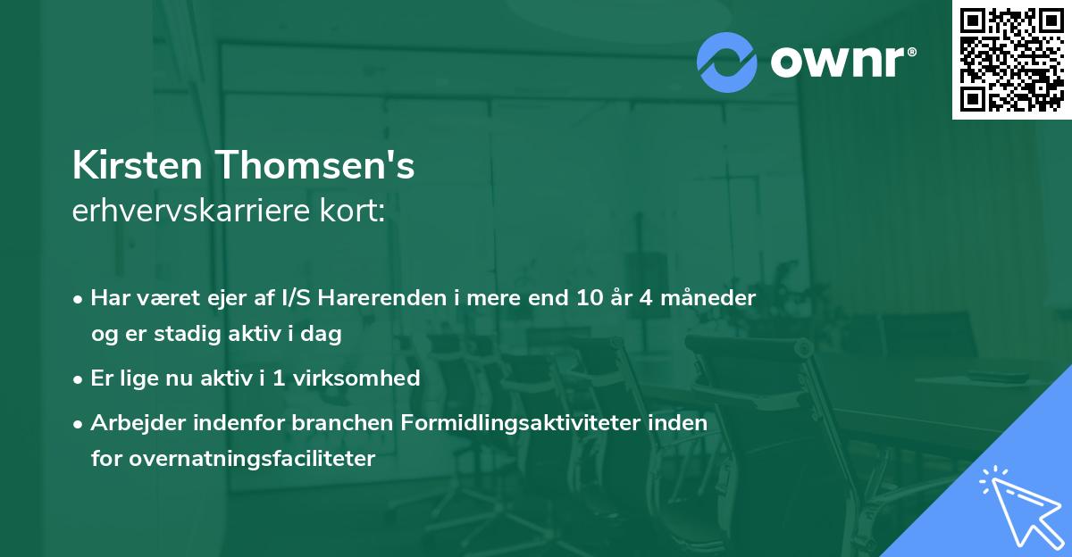 Kirsten Thomsen's erhvervskarriere kort