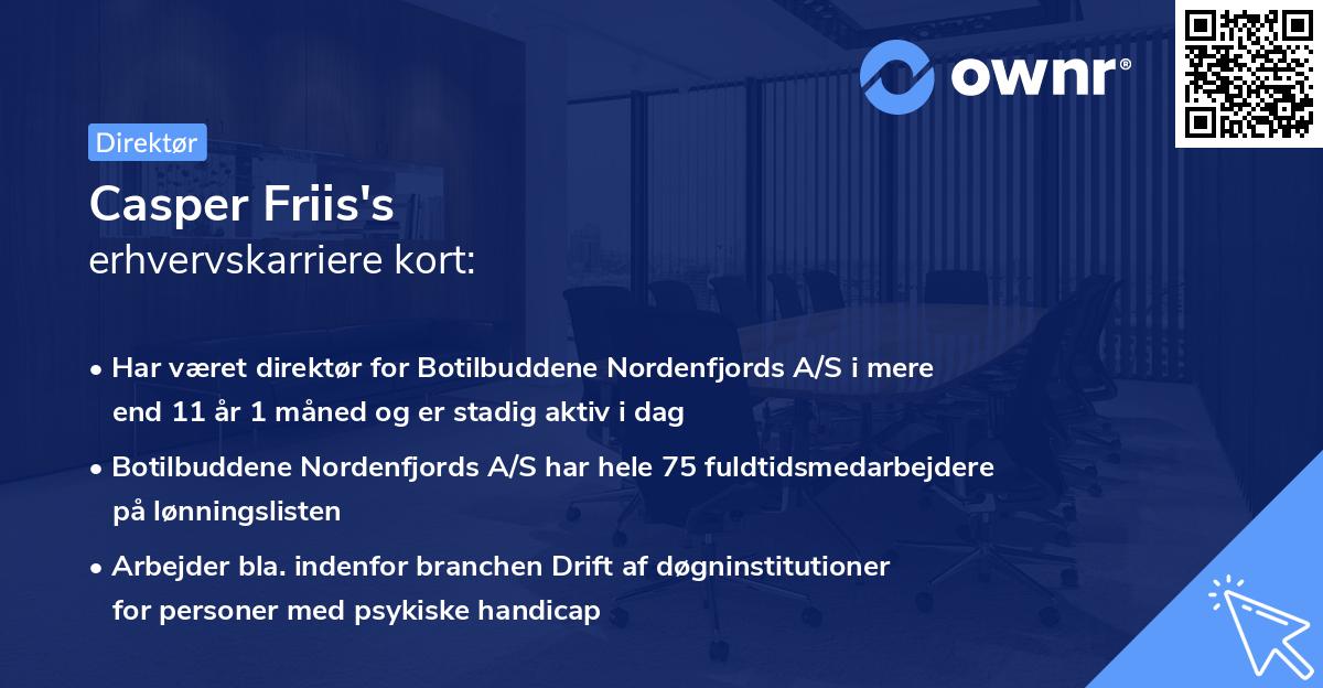 Casper Friis's erhvervskarriere kort