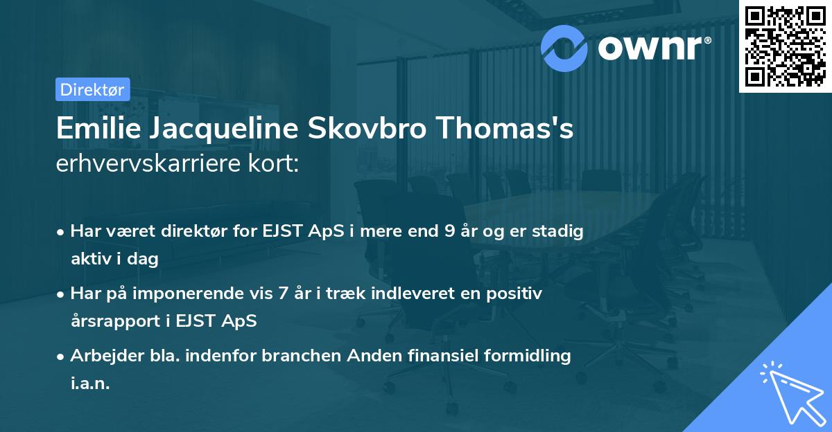 Emilie Jacqueline Skovbro Thomas's erhvervskarriere kort
