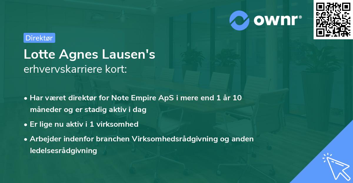 Lotte Agnes Lausen's erhvervskarriere kort