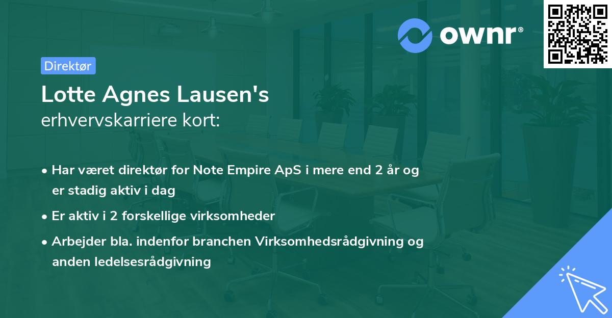 Lotte Agnes Lausen's erhvervskarriere kort
