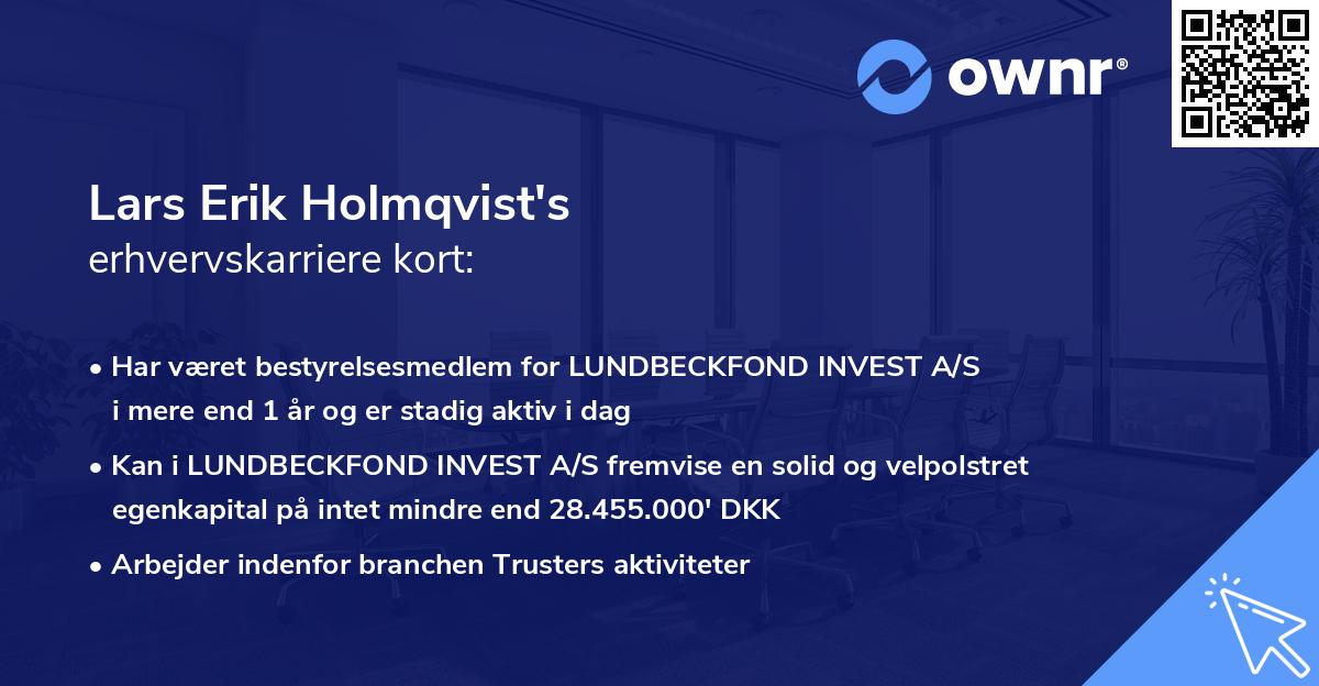 Lars Erik Holmqvist's erhvervskarriere kort