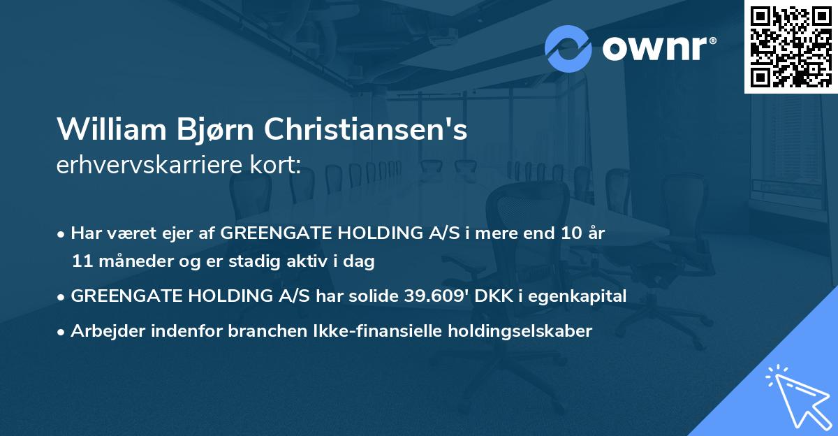 William Bjørn Christiansen's erhvervskarriere kort