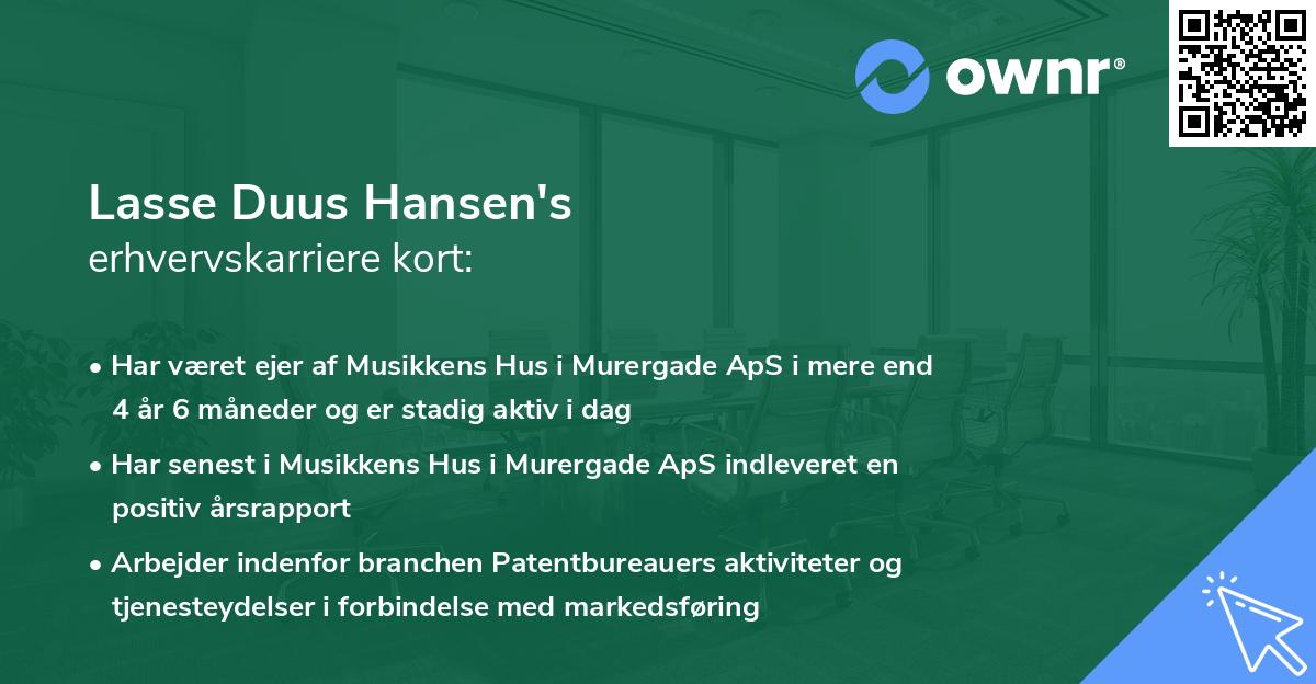 Lasse Duus Hansen's erhvervskarriere kort