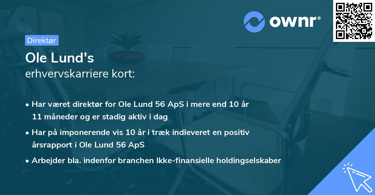 Ole Lund's erhvervskarriere kort