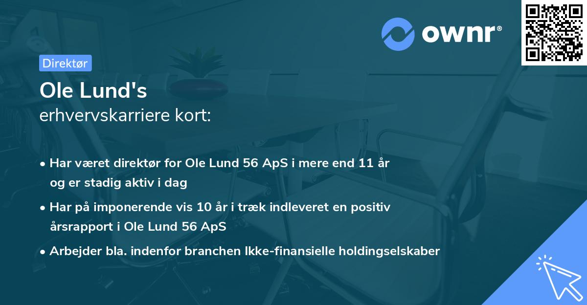Ole Lund's erhvervskarriere kort
