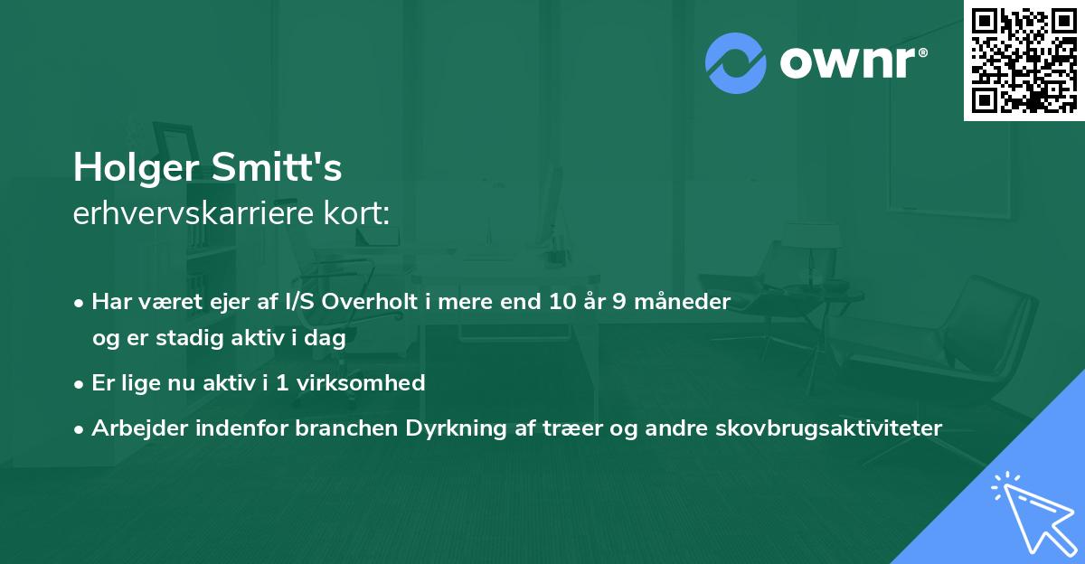 Holger Smitt's erhvervskarriere kort