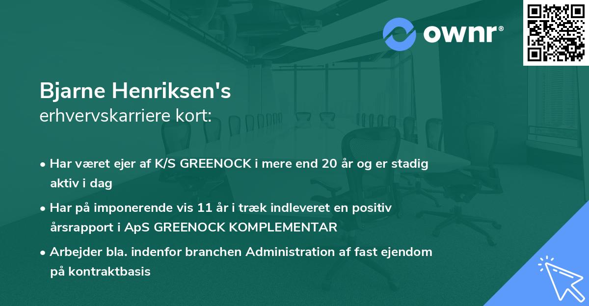 Bjarne Henriksen's erhvervskarriere kort