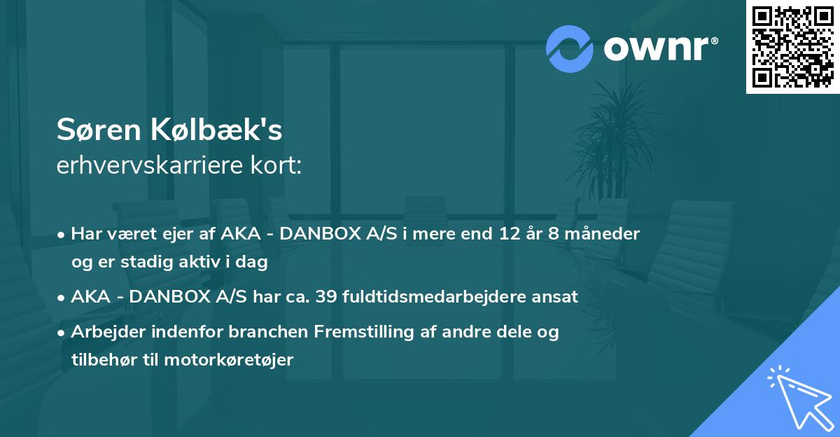 Søren Kølbæk's erhvervskarriere kort