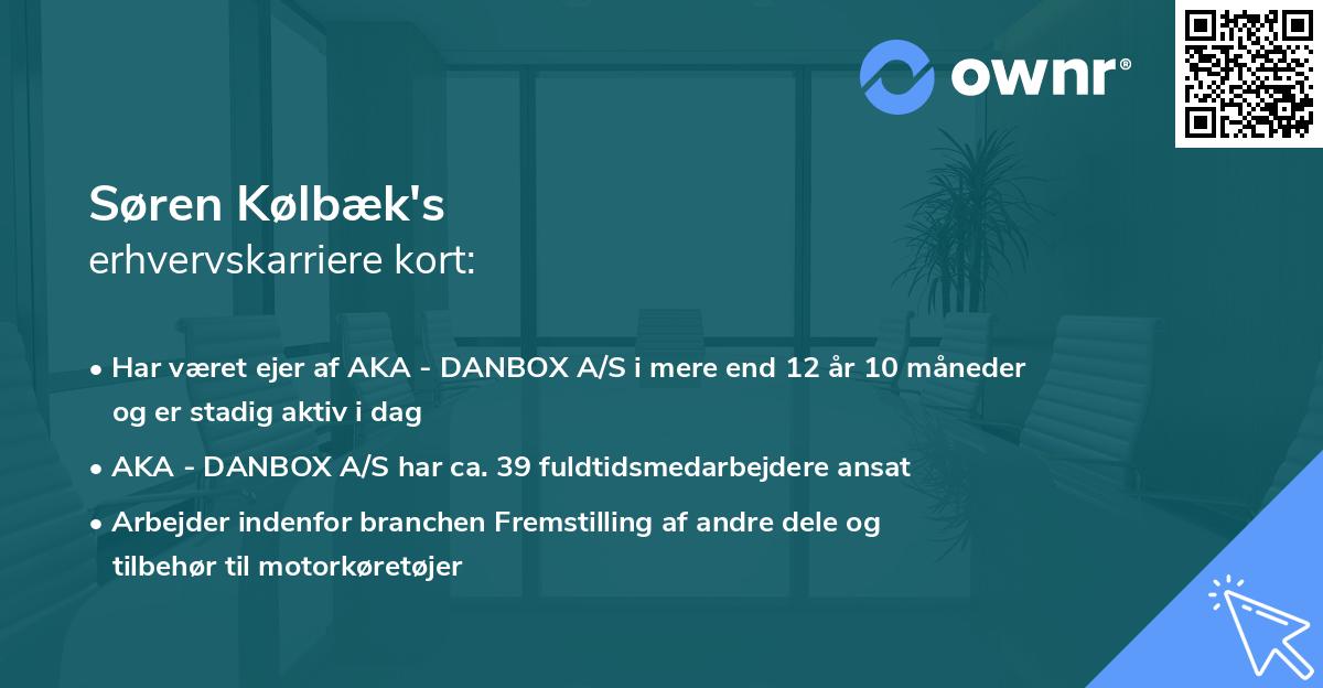 Søren Kølbæk's erhvervskarriere kort
